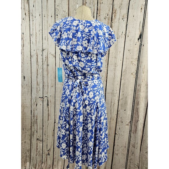 BF Women's Large Draper James RSVP Blue Futter Sleeve Tie Waist Wrap Dress NWT - Picture 6 of 11